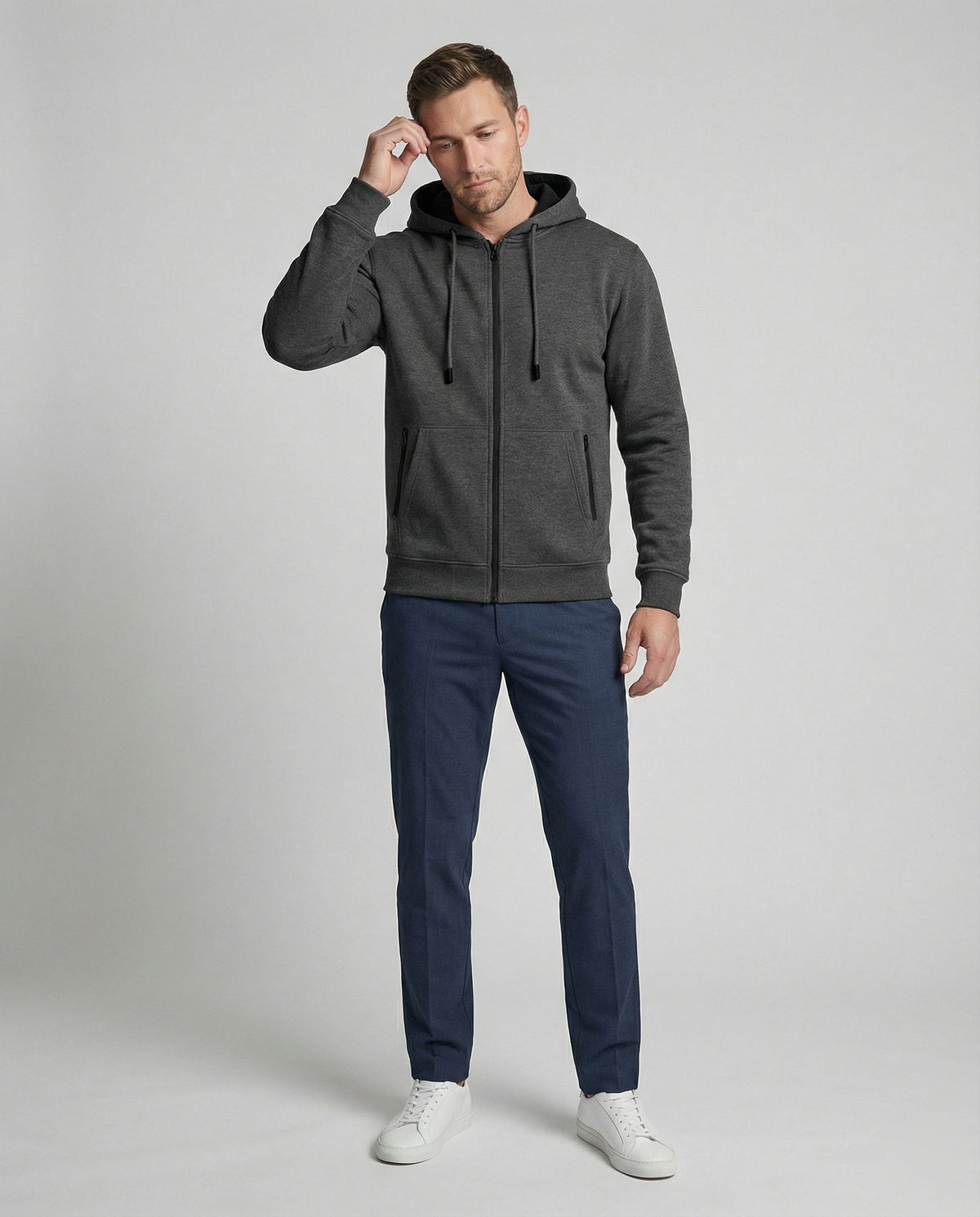 Kapuzenjacke Herren sportlich mit Reißverschluss und Taschen