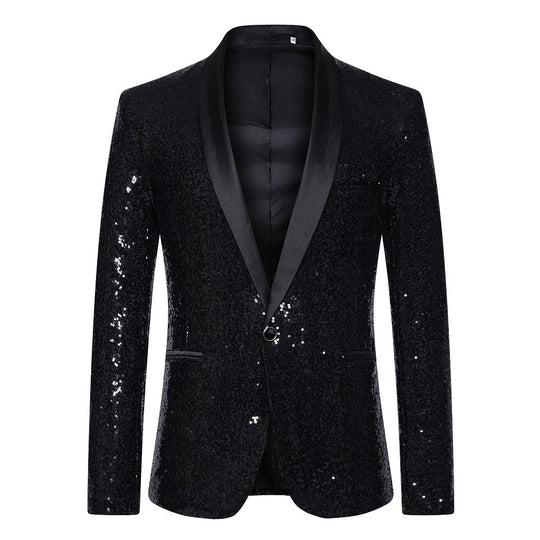 Herren Paillettenblazer mit luxuriösem Schnitt und schimmerndem Effekt R&B