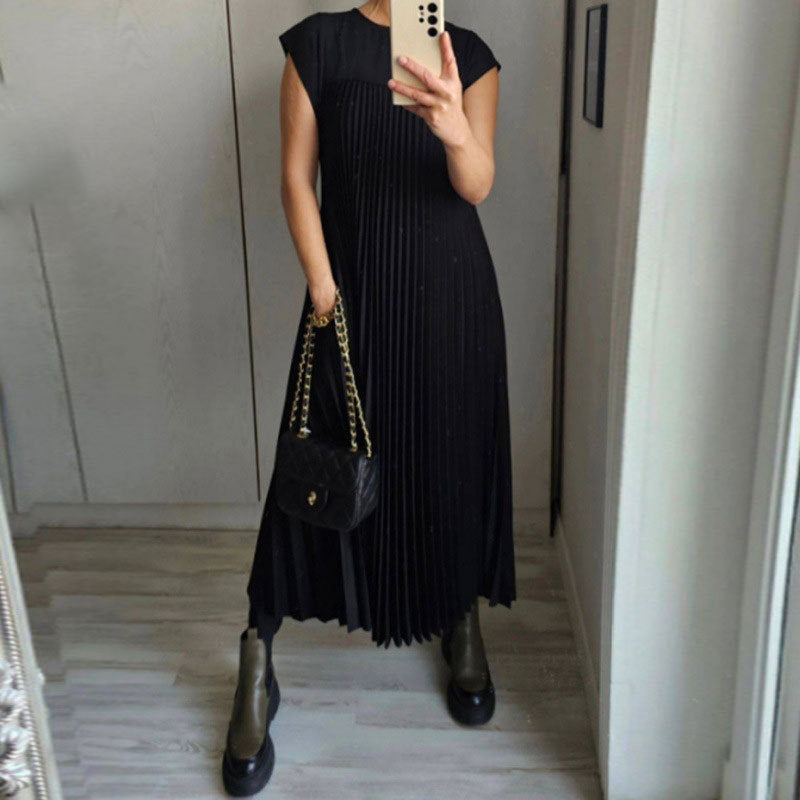 Damen Plissee Maxikleid mit praktischem Taschen und elegantem Schnitt R&B