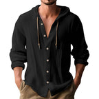 Herren lässiges Kapuzenshirt mit Knopfleiste und strukturierter Oberfläche R&B