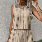 Damen lässiges Set mit ärmellosem Oberteil und Shorts R&B