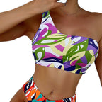 Damen Einseitiger Bikini-Top mit modischem Muster R&B