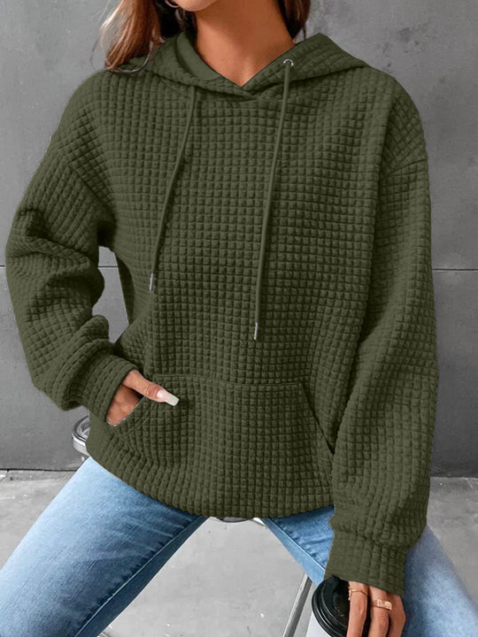 Damen stylischer Hoodie mit strukturiertem Material und Kängurutasche R&B