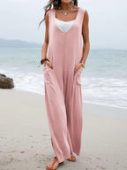 Damen Lässiger Jumpsuit mit tiefem V-Ausschnitt und praktischen Taschen R&B