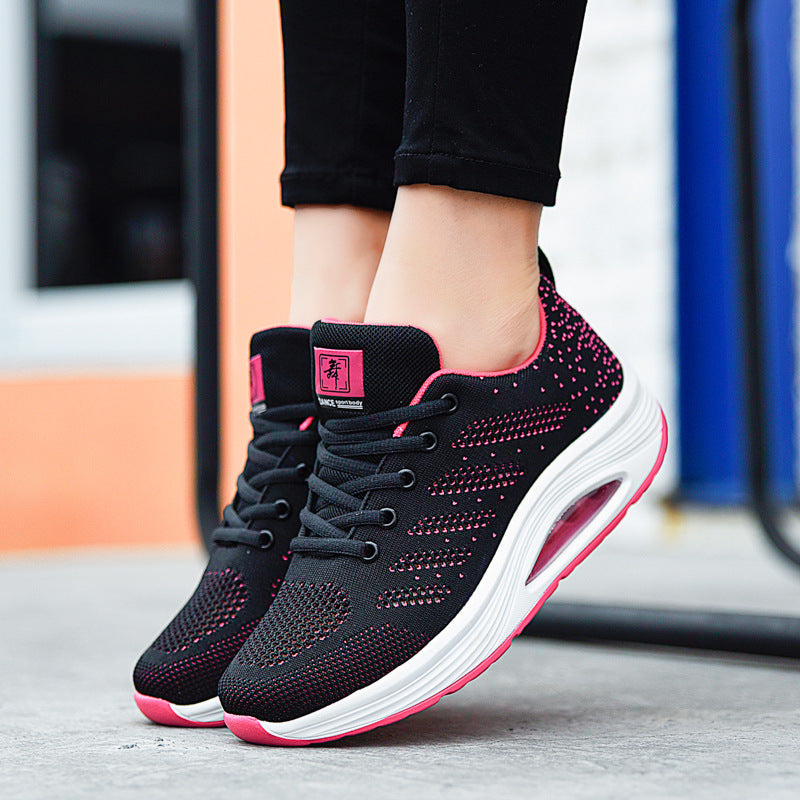 Damen nan atmungsaktiver Strick-Gehkomfort-Sneaker mit integrierter Luftfederung und ergonomischer Rockersohle R&B