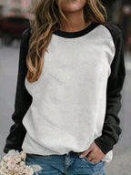 Damen lässiger Raglan-Pullover aus weichem Baumwollmix mit Rundhalsausschnitt R&B