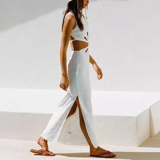 Damen Elegantes Maxikleid mit Cut-Out-Details und hohem Schlitz R&B