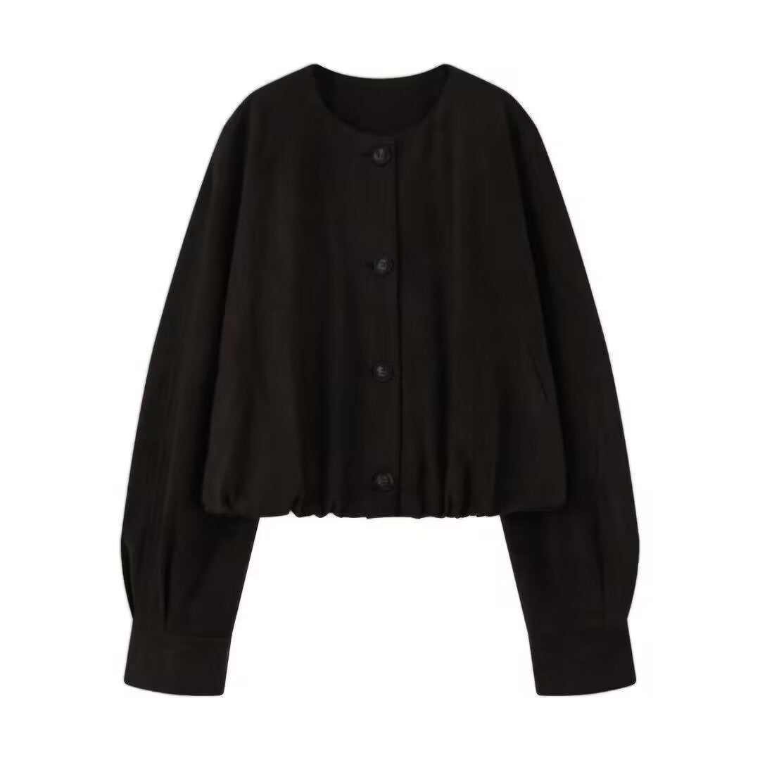 Damen elegante und lockere Blusenjacke aus Kunstleder R&B