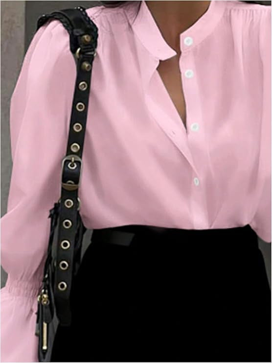 Damen Bluse mit eleganten Puffärmeln und zeitlosem Stehkragen R&B