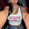 Damen Crop-Top mit kreativem Statementdruck R&B