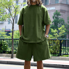 Herren nan oversized Loungewear-Set mit Boxy-Shirt Kordelbund-Bermuda und weichem Baumwollmix R&B