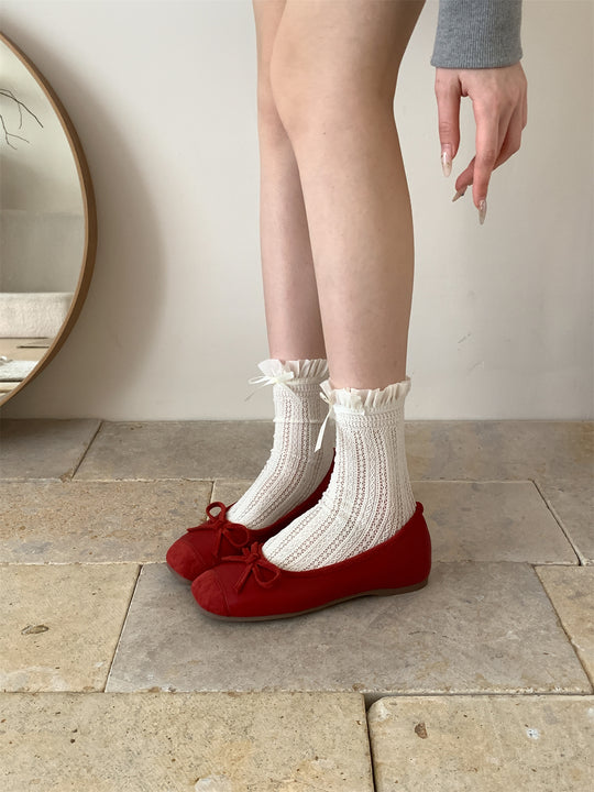 Damen Ballerinas mit schimmerndem Obermaterial und modischem Schleifendesign R&B