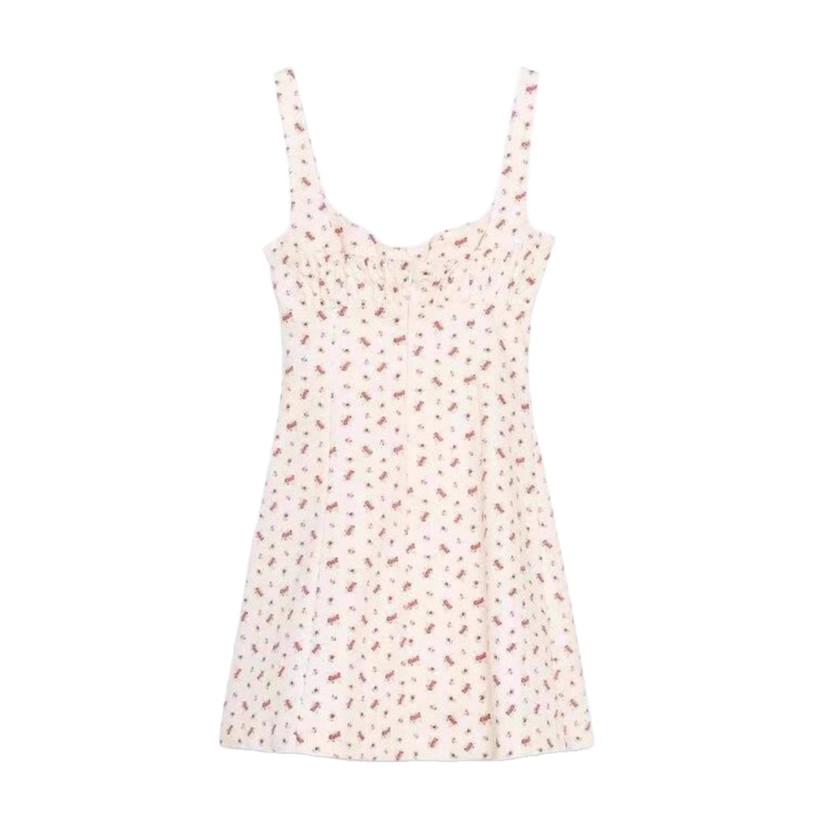 Damen Minikleid mit zartem Blumenmuster und schmalen Trägern R&B