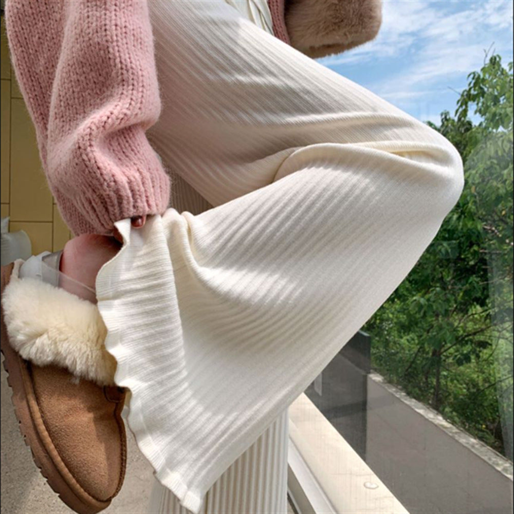 Damen Fließende Strickhose mit weichem Material und elegantem Saum R&B