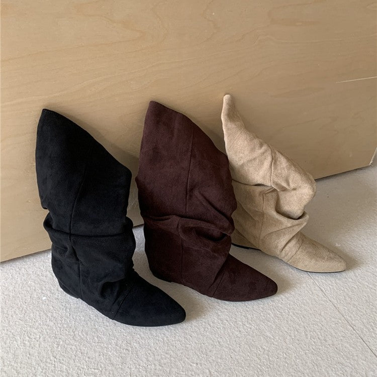 Damen modische Stiefel mit gerafftem Schaft und spitzem Absatz R&B