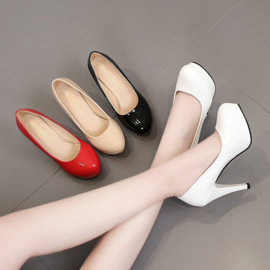 Damen Hochwertige Lackleder-Pumps mit komfortablem Plateau R&B