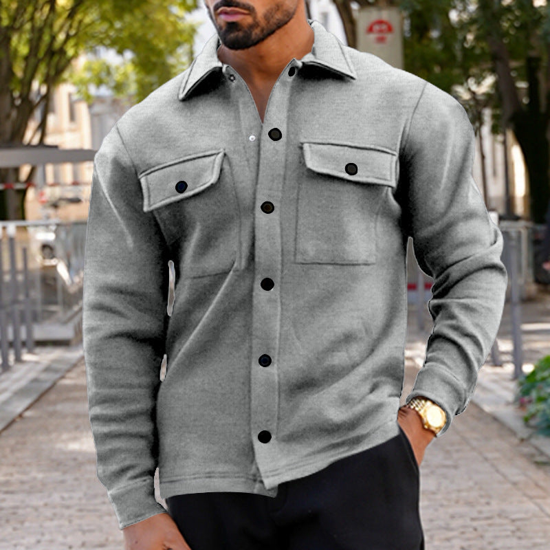 Herren lässige Hemdjacke mit praktischen Brusttaschen und strukturiertem Design R&B