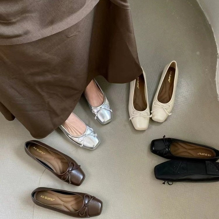 Damen Ballerinas mit dekorativem Schleifen-Design und bequemem Fußbett EB