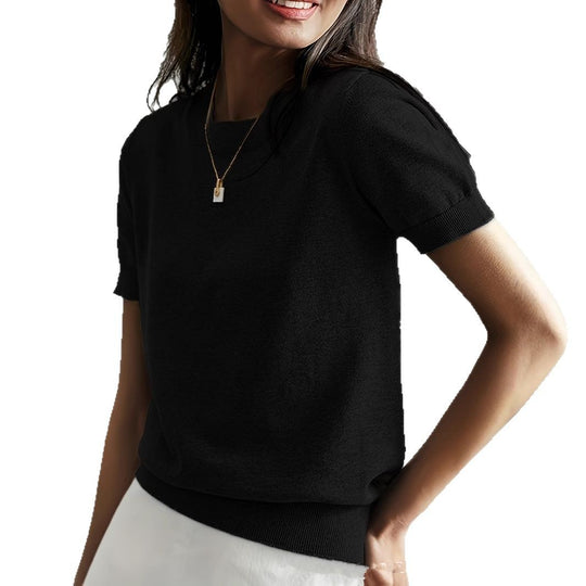 Damen Feinstrickpullover mit Kurzarmiger Silhouette und Weich Fließendem Material R&B