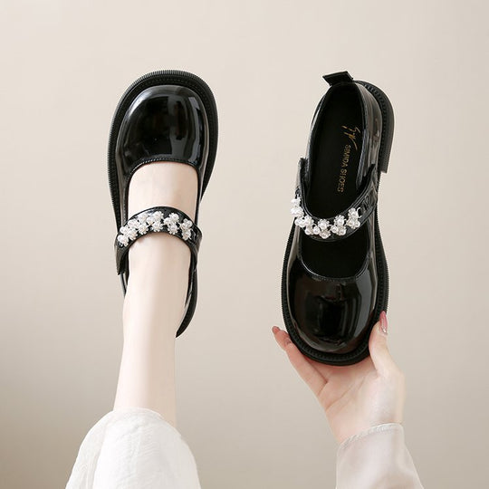 Damen elegante Mary Jane Schuhe mit funkelnder Perlenverzierung R&B