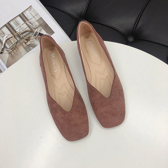Damen Ballerinas aus Veloursleder mit elegantem V-Ausschnitt R&B