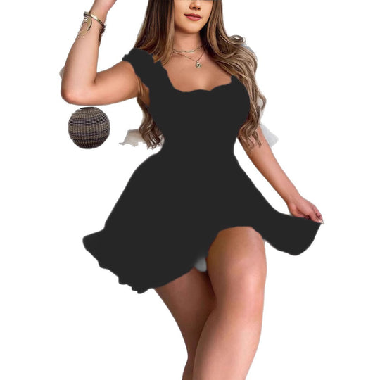 Damen Sommerkleid mit Rüschendetails und elastischem Bund R&B