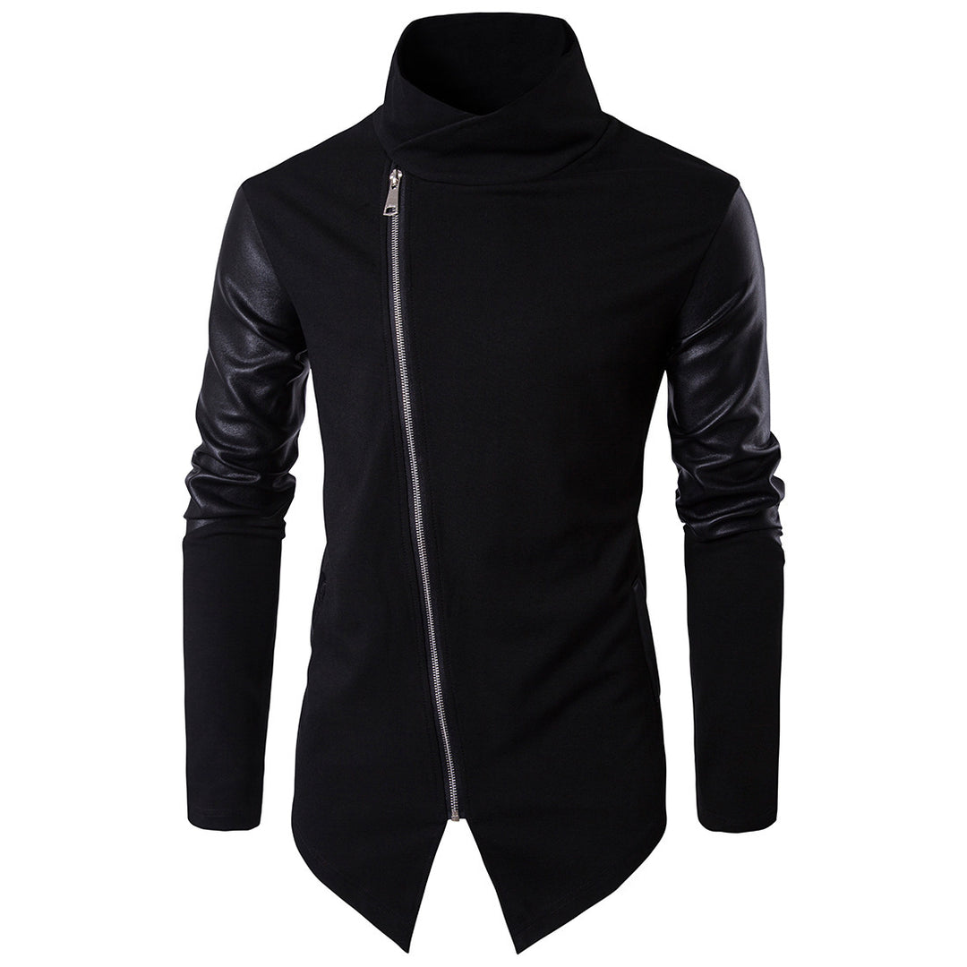 Herren Modische Jacke mit asymmetrischem Reißverschluss und kontrastierenden Ärmeln R&B