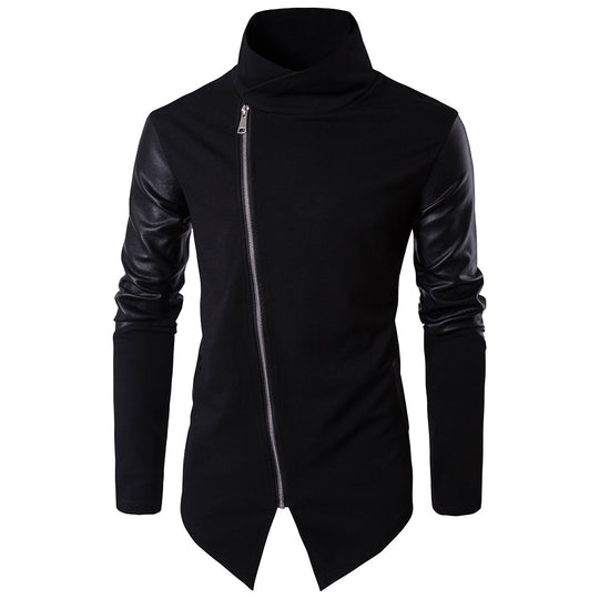 Herren Modische Jacke mit asymmetrischem Reißverschluss und kontrastierenden Ärmeln R&B