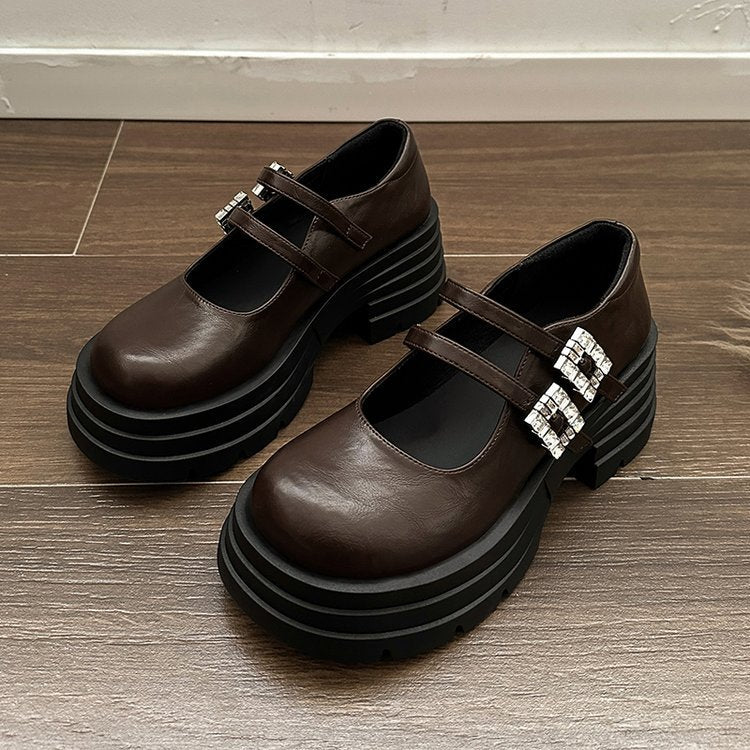 Damen Plateau-Ballerinas mit doppelt verstellbarem Riemen und glitzernden Details R&B