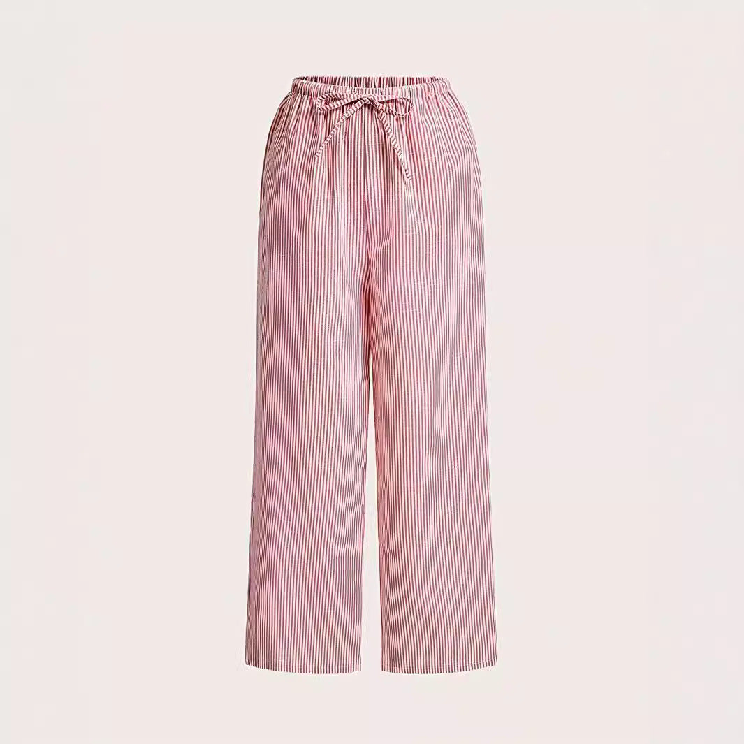 Damen Weite Sommerhose mit komfortablem Gummibund und Streifenmuster R&B