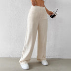 Damen Weit geschnittene Leinenhose mit elastischem Bund und praktischen Taschen R&B