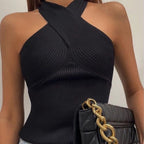 Damen Stricktop mit künstlerischem Kreuz-Träger Design R&B