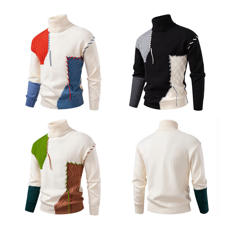 Herren Rollkragenpullover mit einzigartigem Strickdesign R&B