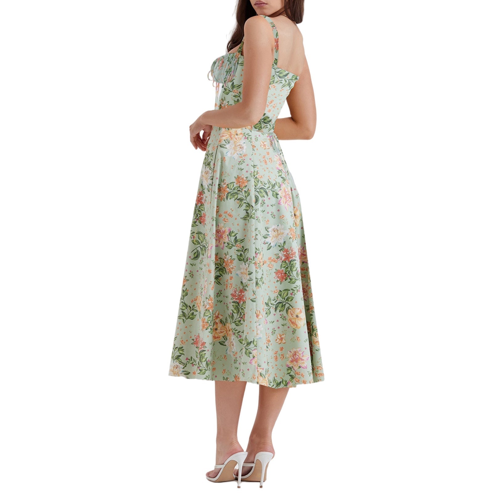 Damen Maxikleid mit schulterfreier Silhouette und romantischem Blumenmuster R&B