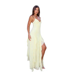 Damen Maxikleid mit fließendem Schnitt und seitlichem Schlitz R&B