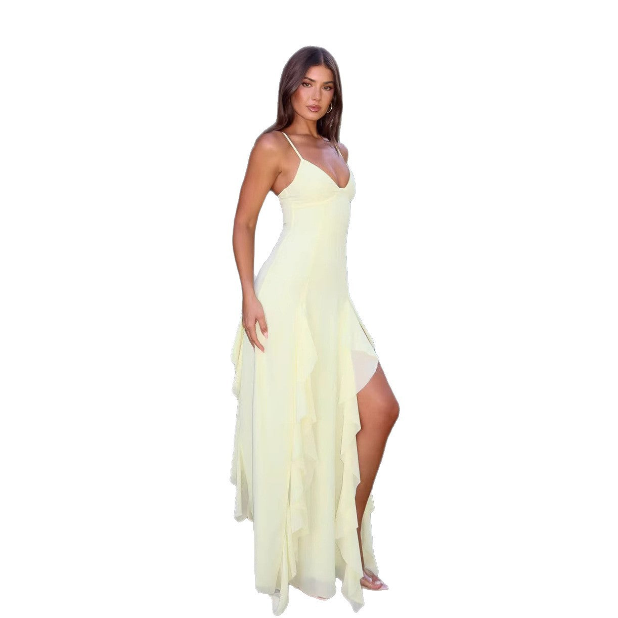 Damen Maxikleid mit fließendem Schnitt und seitlichem Schlitz R&B