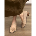 Damen Ballerinas mit dekorativer Blütenapplikation und komfortablem Blockabsatz