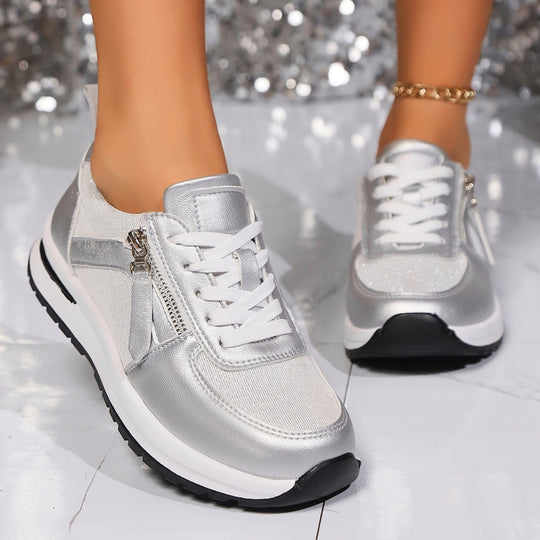 Damen sportliche Sneakers mit praktischem Reißverschluss R&B