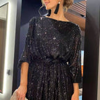 Damen Funkelndes Minikleid mit raffiniertem Faltenwurf und glamorous Ärmeln R&B