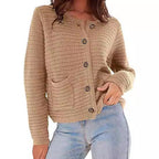 Damen Strickjacke mit dekorativen Knöpfen und praktischen Taschen R&B
