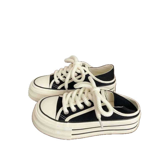 Damen Bequeme Sneaker mit doppelter Sohle und dekorativer Schnürung R&B