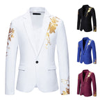Herren eleganter Blazer mit floralem Gold-Design R&B