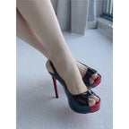Damen Open-Toe High Heels mit elegantem Farbkontrast R&B