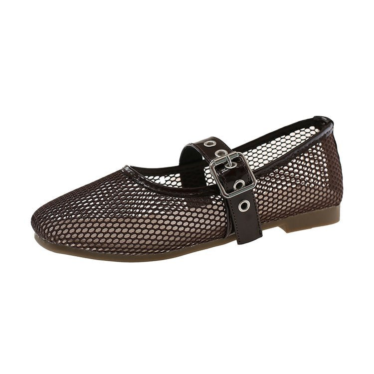 Damen Vintage Ballerinas mit dekorativem Schnallenverschluss R&B