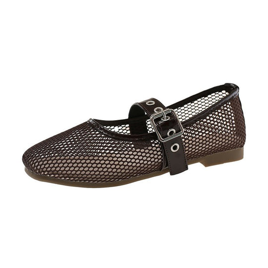 Damen Vintage Ballerinas mit dekorativem Schnallenverschluss R&B