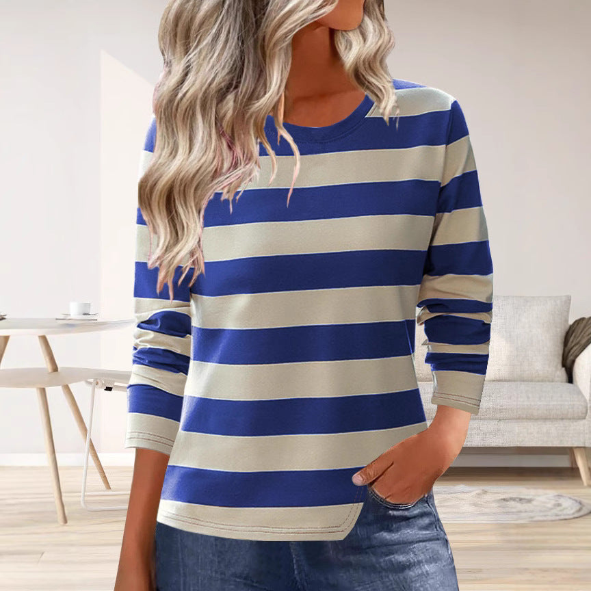 Damen Langarmshirt mit modernem Streifenmuster und bequemer Passform R&B