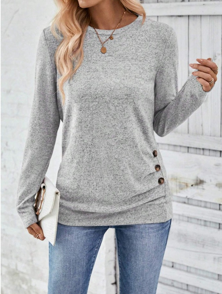 Damen lässiges Langarmshirt mit asymmetrischem Schnitt R&B