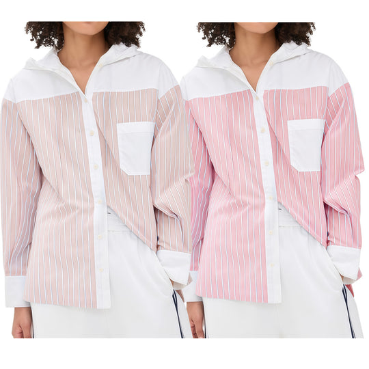 Damen elegante Satinbluse mit Puffärmeln und modernem Kragen R&B