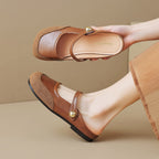 Damen Bequeme Mokassins mit verstellbarem Riemen und eleganter Schnalle