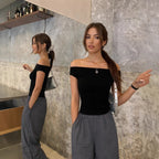 Damen Off-Shoulder Oberteil R&B
